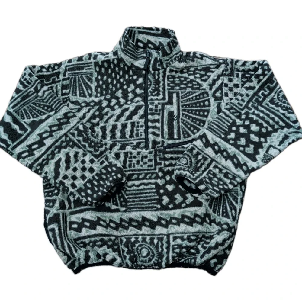 Vntg Jack Wolfskin Native Aztec Pullover 1/2 Zip Fleece Sz L USA Patagonia Vibes